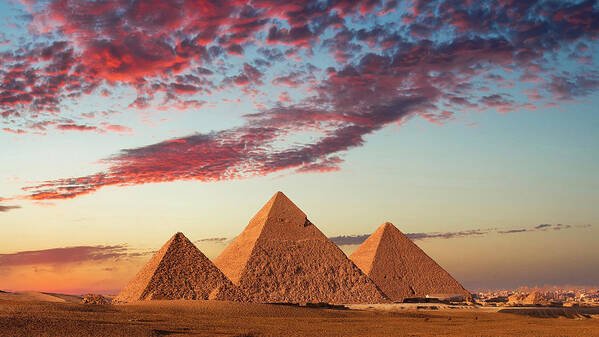 Pyramids at sunset